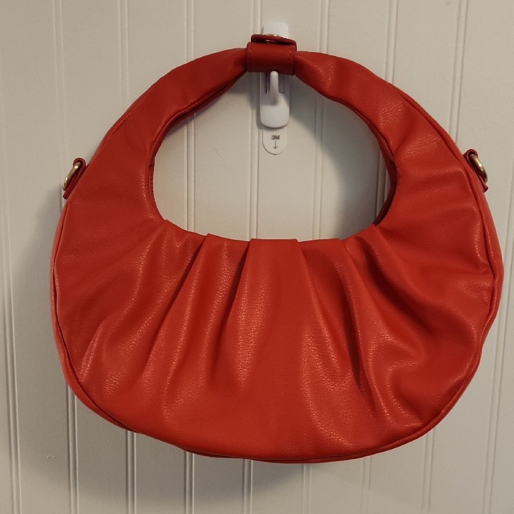 Scoop NYC Red Hobo Bag with Ruched Detailing